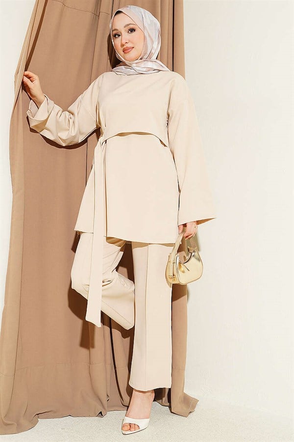 Side-Tie 2 Piece Set, Beige