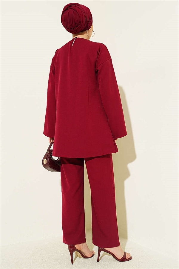 Side-Tie 2 Piece Set in Burgundy