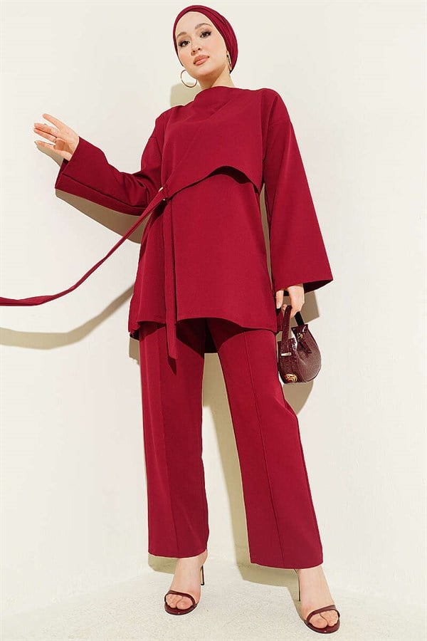 Side-Tie 2 Piece Set in Burgundy