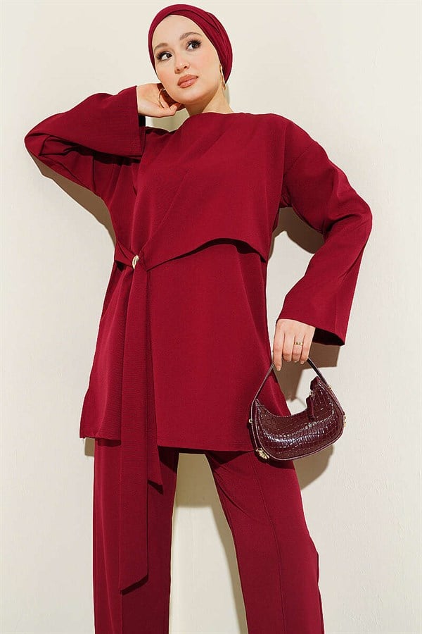 Side-Tie 2 Piece Set in Burgundy