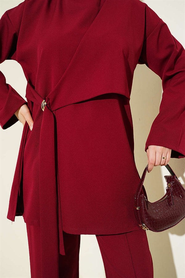 Side-Tie 2 Piece Set in Burgundy