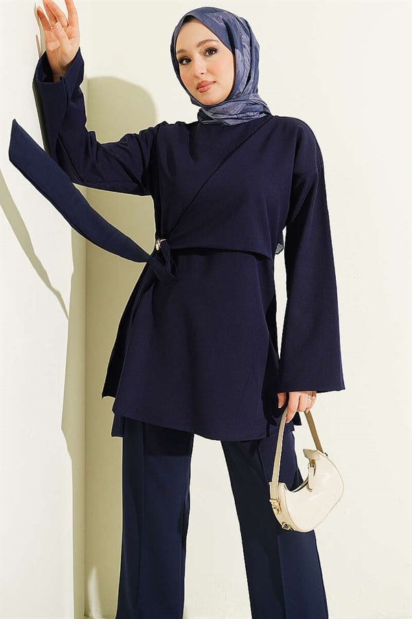 Side-Tie 2 Piece Set Navy Blue