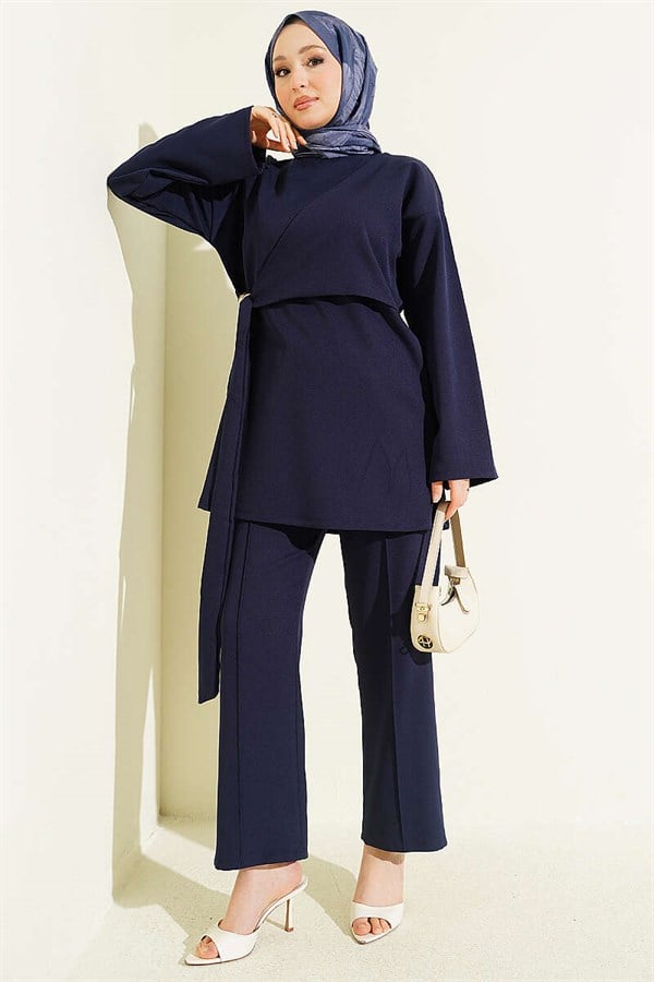 Side-Tie 2 Piece Set Navy Blue
