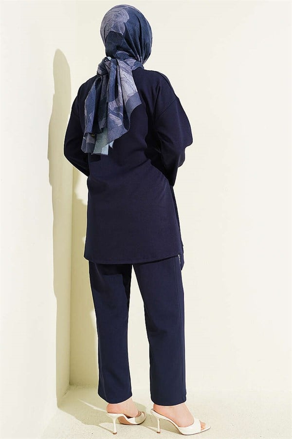 Side-Tie 2 Piece Set Navy Blue