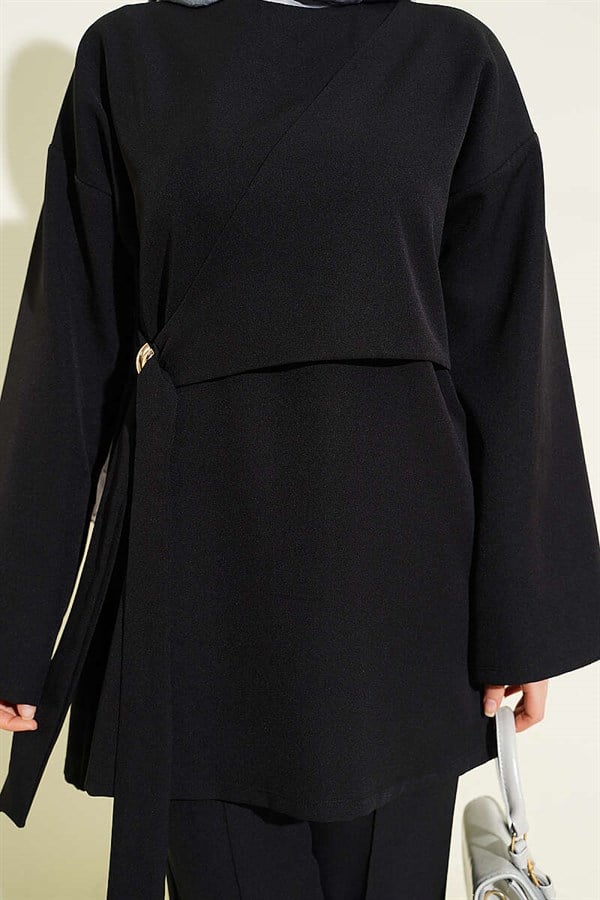 Side-Tie Double Pair Set, Black