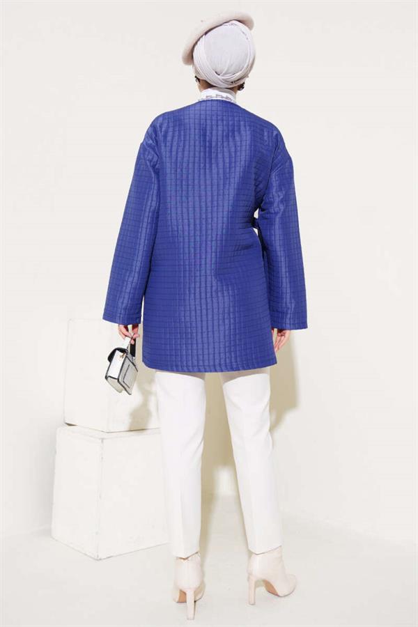 Side Tie Quilted Kimono Navy Blue