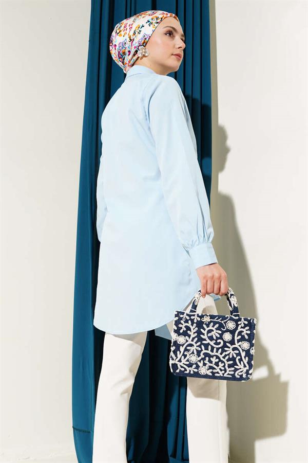 Side Tie Tunic Baby Blue