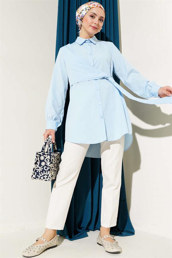 Side Tie Tunic Baby Blue