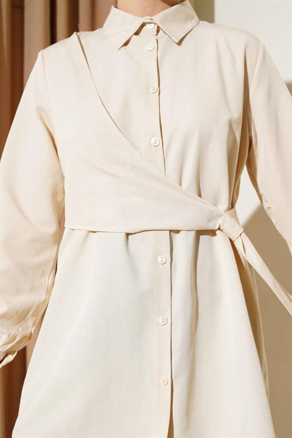 Side Tie Tunic Beige