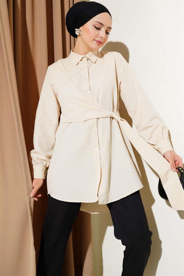 Side Tie Tunic Beige