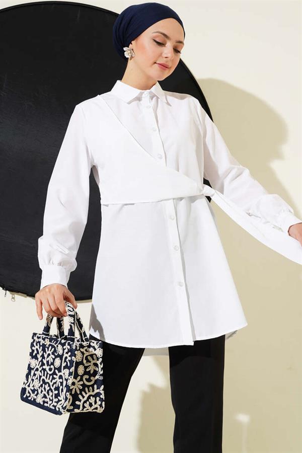 Side Tie Tunic White