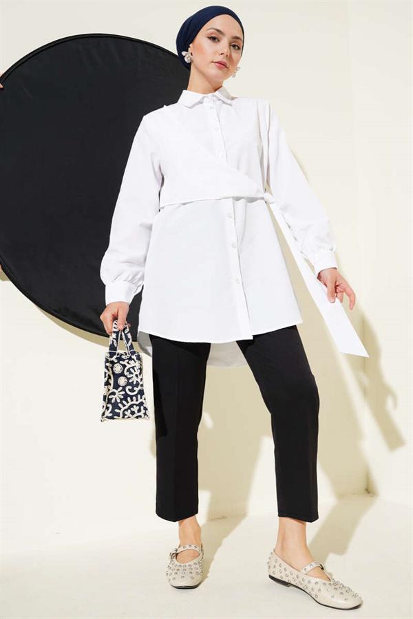Side Tie Tunic White