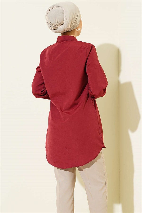 Side-Tie Tunic, Burgundy