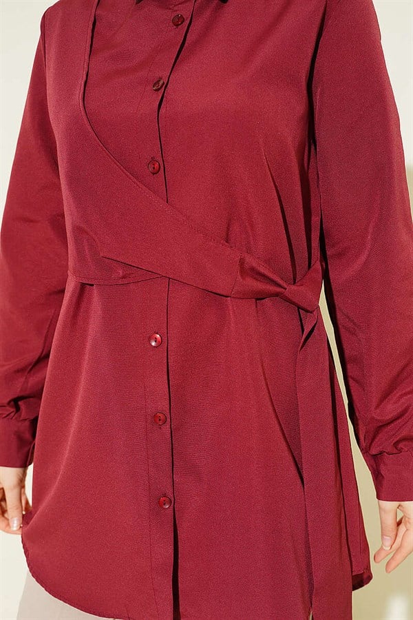 Side-Tie Tunic, Burgundy