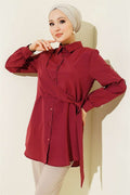Side-Tie Tunic, Burgundy