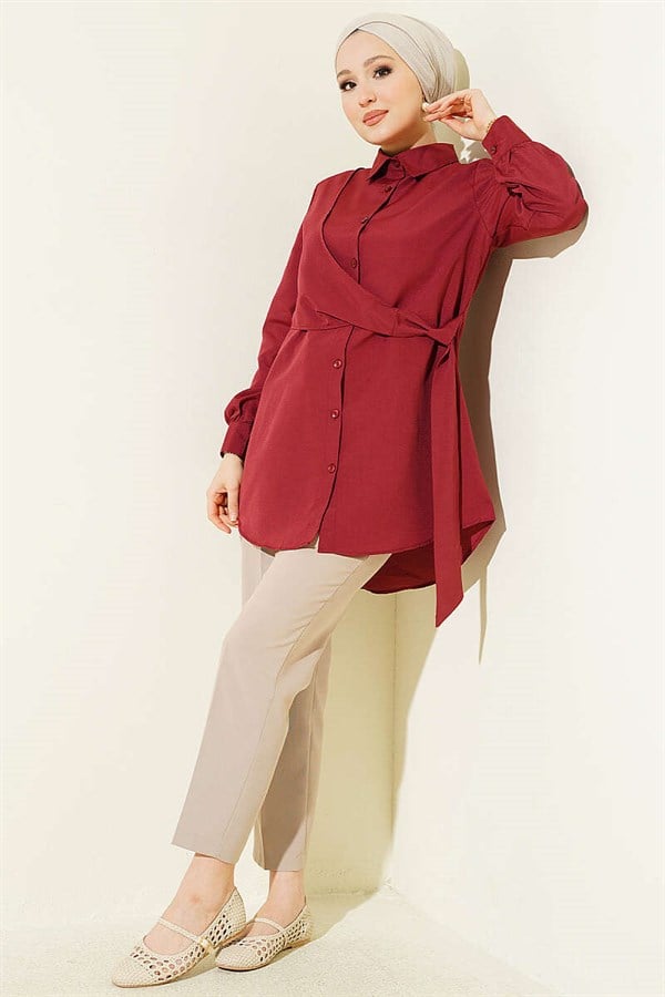 Side-Tie Tunic, Burgundy
