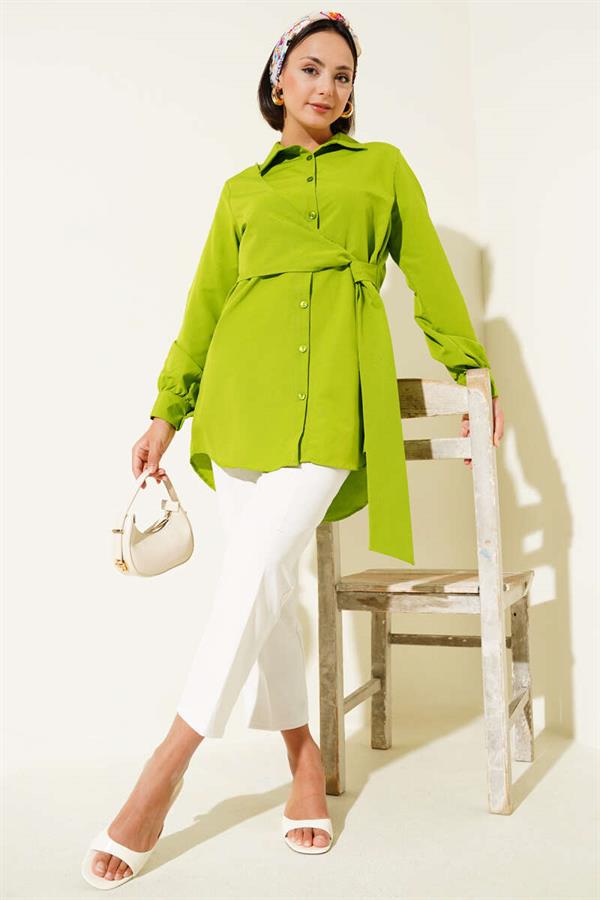 Side Tie Tunic Pistachio Green