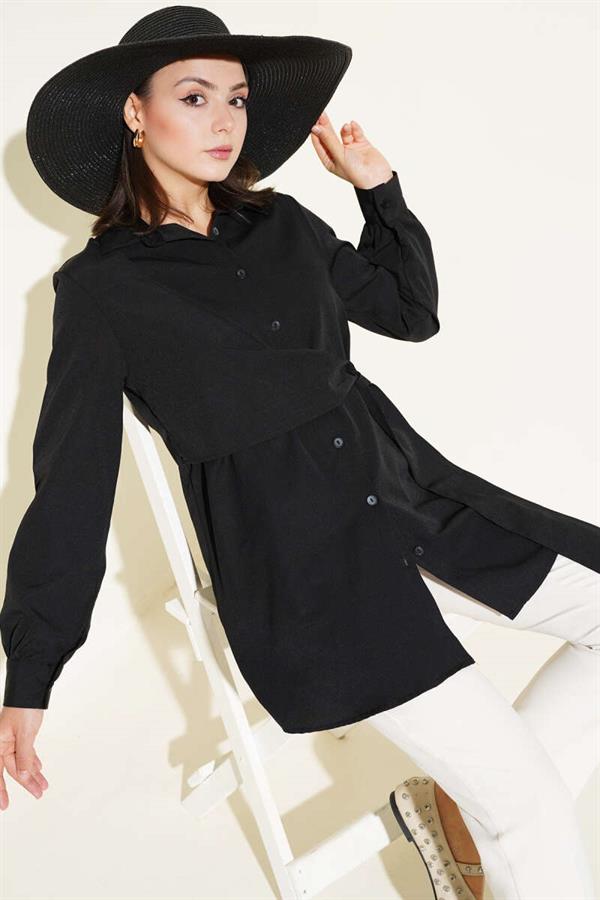 Side Tie Tunic Black