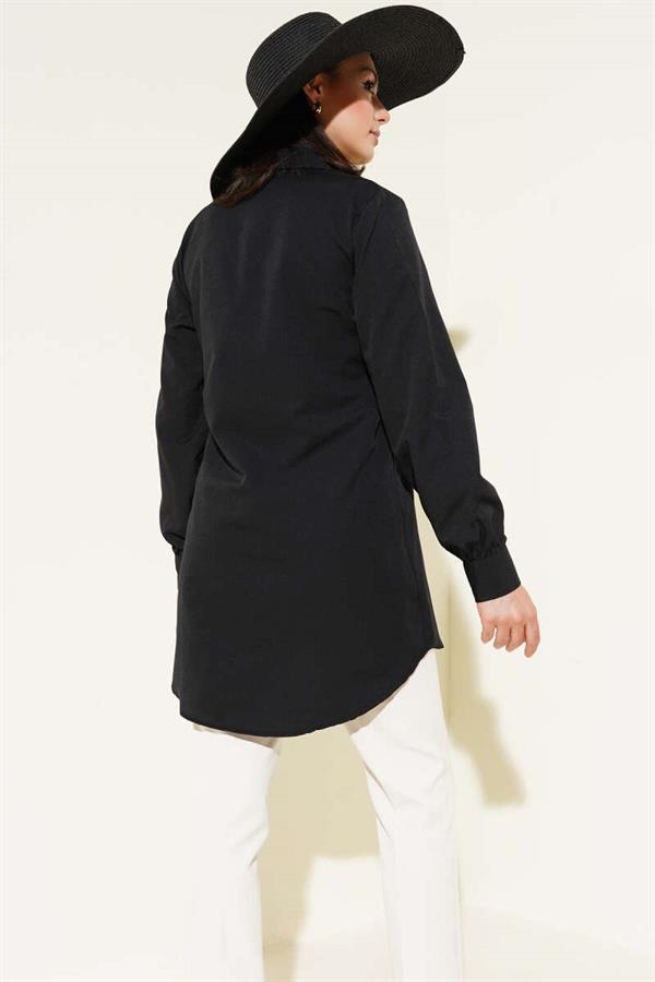 Side Tie Tunic Black