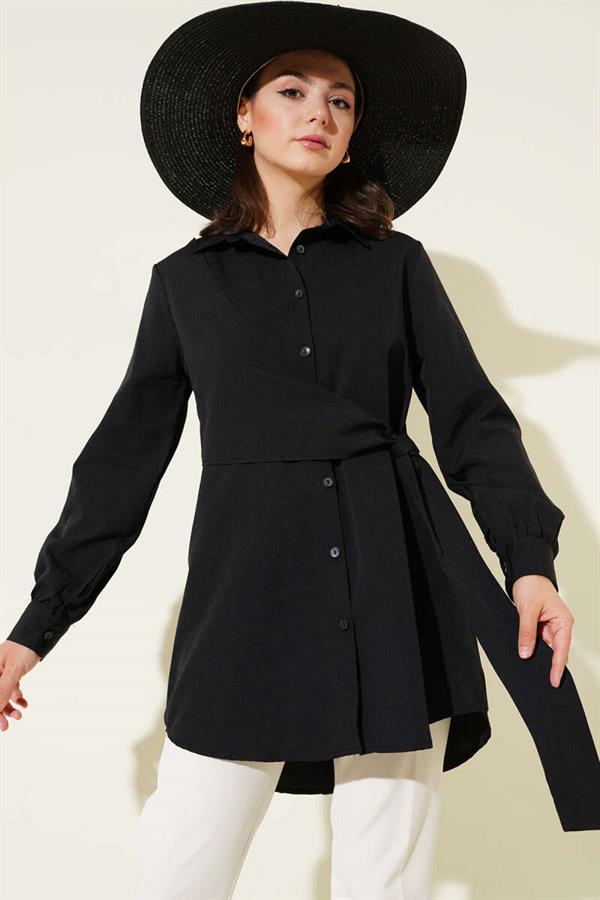 Side Tie Tunic Black