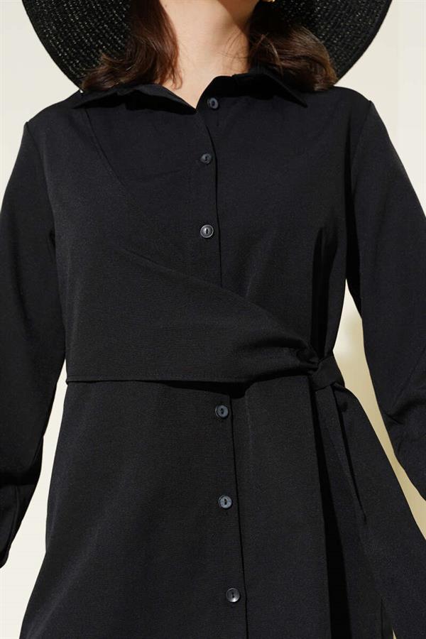 Side Tie Tunic Black