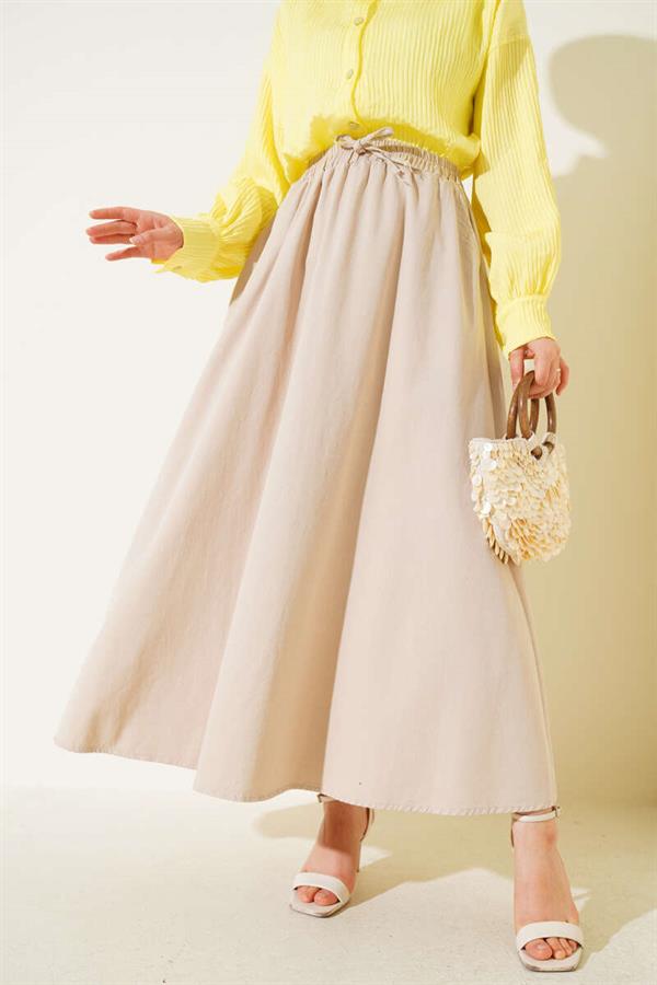 Basic Skirt with Side Pockets Beige
