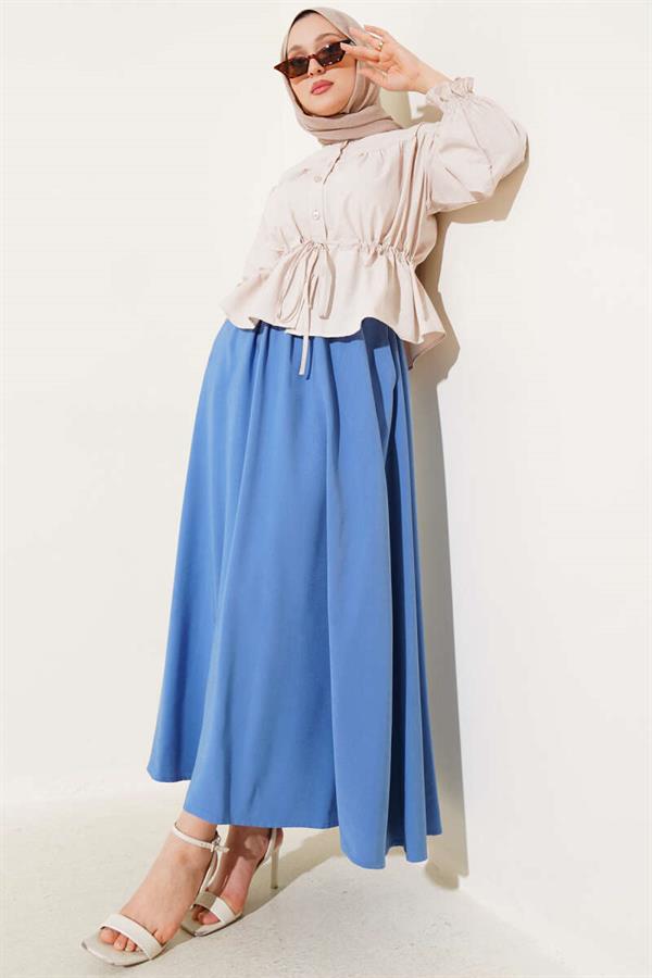 Basic Skirt Indigo with Side Pockets