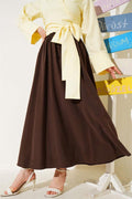 Basic Skirt with Side Pockets Brown