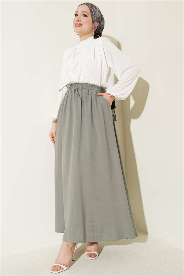 Basic Skirt with Side Pockets, Mint Green