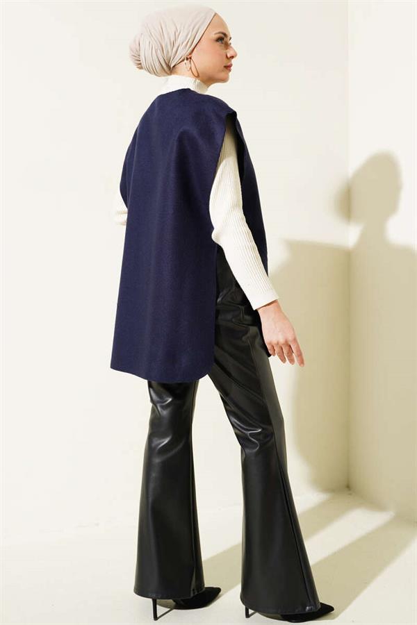Side Snap Sweater Navy Blue