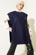 Side Snap Sweater Navy Blue