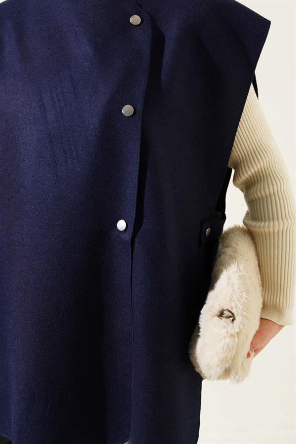Side Snap Sweater Navy Blue