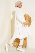 Side Seam Laced Cardigan Ecru