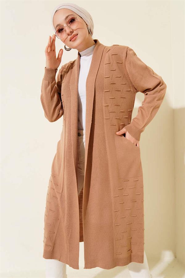 Side-Seam Lace-Up Cardigan Latte