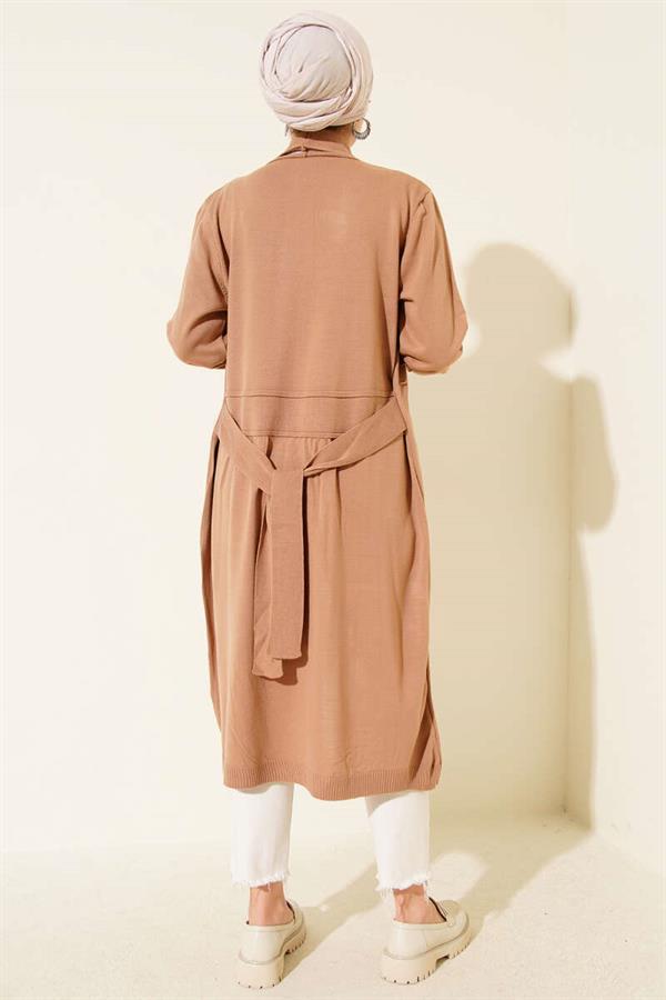 Side-Seam Lace-Up Cardigan Latte