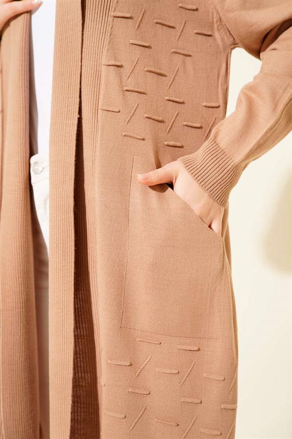 Side-Seam Lace-Up Cardigan Latte