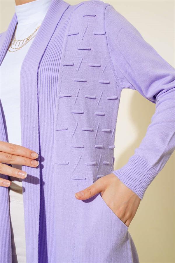 Side-Seam Laced Cardigan Lilac