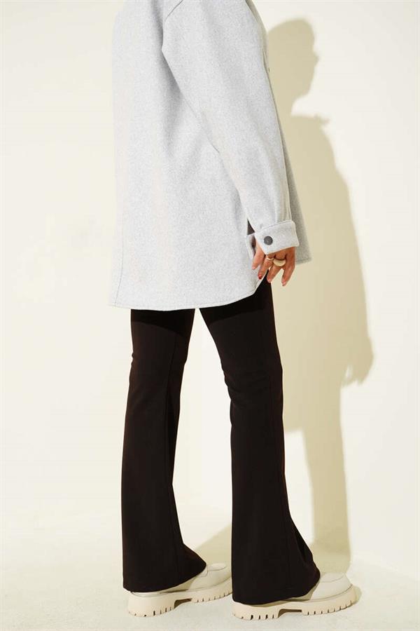 Side Zippered Bell-bottom Brown Trousers