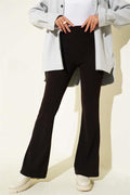 Side Zippered Bell-bottom Brown Trousers