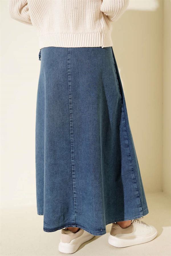 Side Tie Denim Skirt, Blue