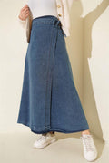 Side Tie Denim Skirt, Blue