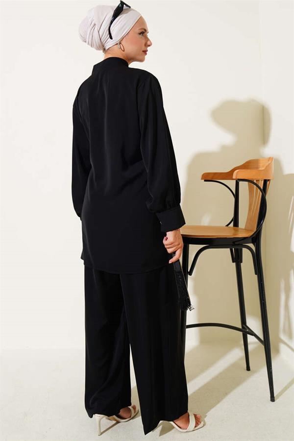 Side Belt Detailed 2 Piece Set Black