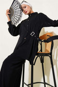 Side Belt Detailed 2 Piece Set Black