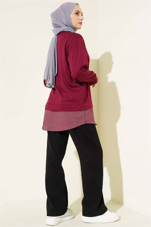 Side Tie Detail Tunic in Burgundy