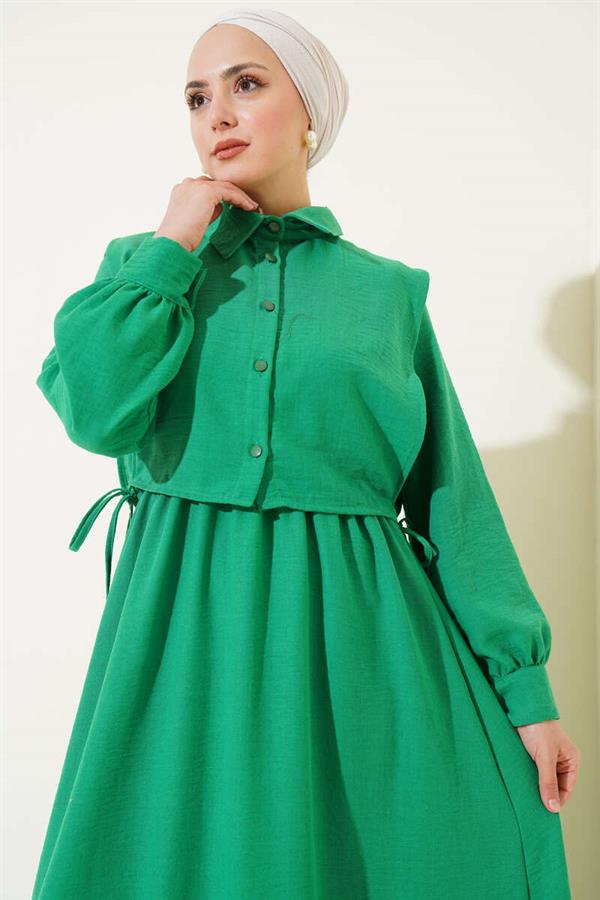 Side Tie Vest Elastic Waist Dress Benetton