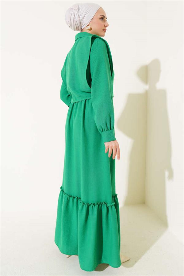 Side Tie Vest Elastic Waist Dress Benetton