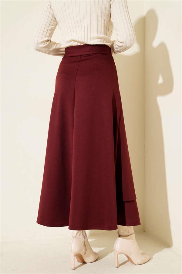 Side Tie Scuba Skirt, Burgundy