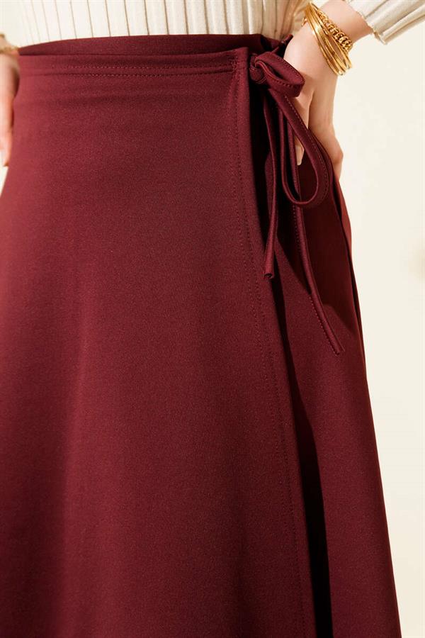 Side Tie Scuba Skirt, Burgundy