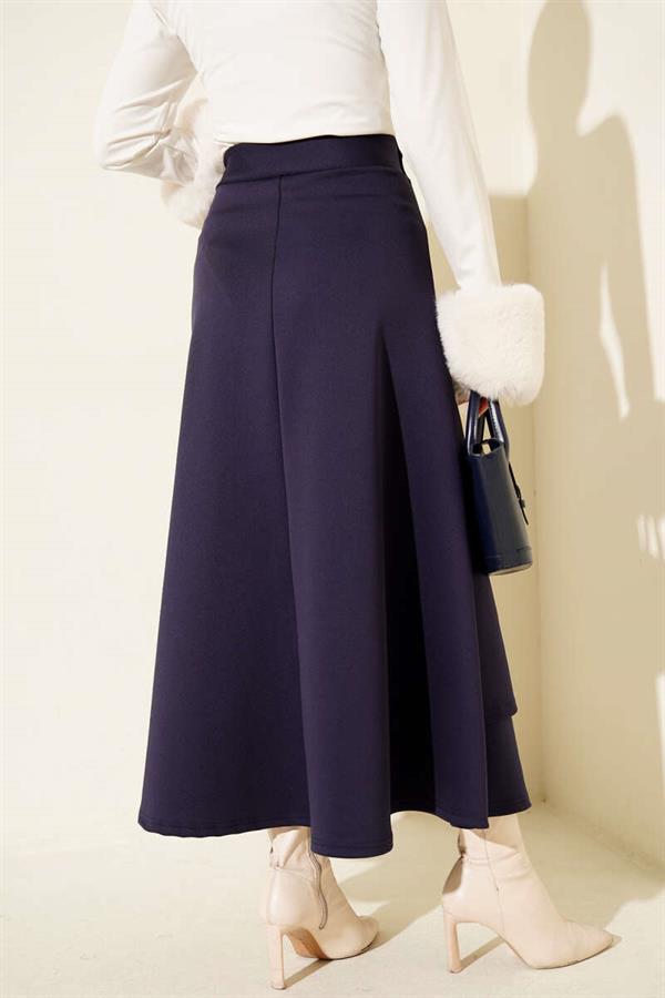 Navy Blue Scuba Skirt with Side Tie