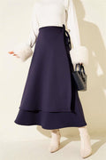 Navy Blue Scuba Skirt with Side Tie